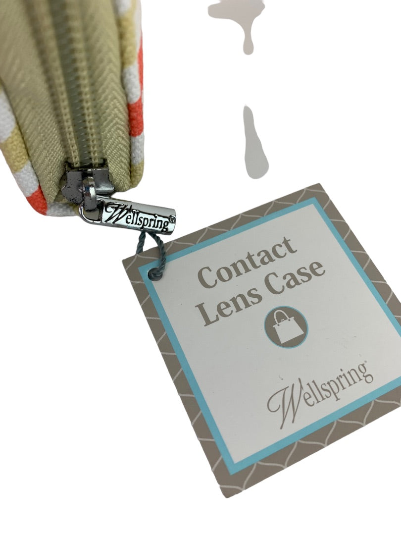 Wellspring New Travel Contact Lens Case Zip Around Chevron Coral Skies Sherbet