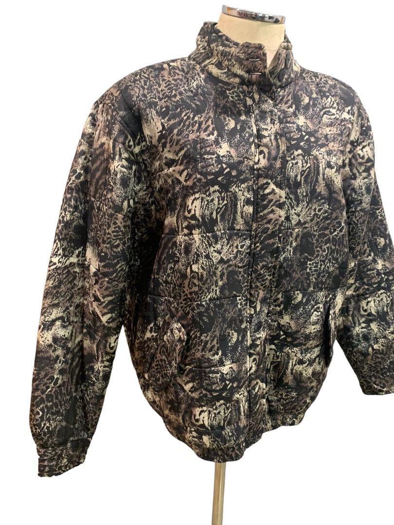 Medium Anna and Frank Women's Silk Vintage 1980s Animal Print Full Zip Jacket