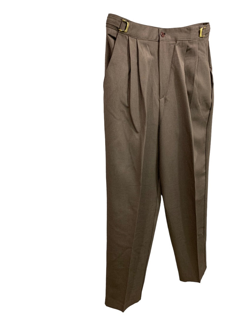 Size 10P Casual Corner Petites Brown Adjustable Waist Dress Pants 1990s Vintage