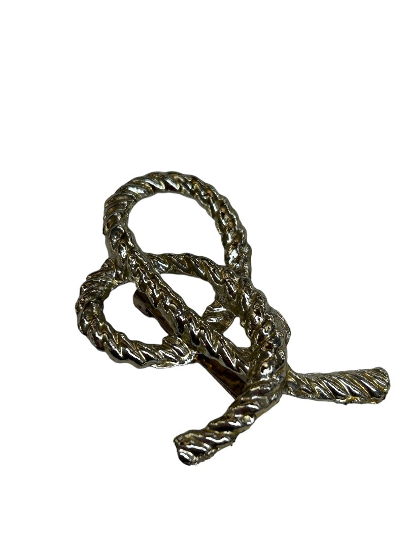 Vintage Silvertone Knot Rope Brooch Pin 2"