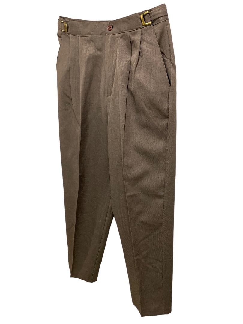 Size 10P Casual Corner Petites Brown Adjustable Waist Dress Pants 1990s Vintage