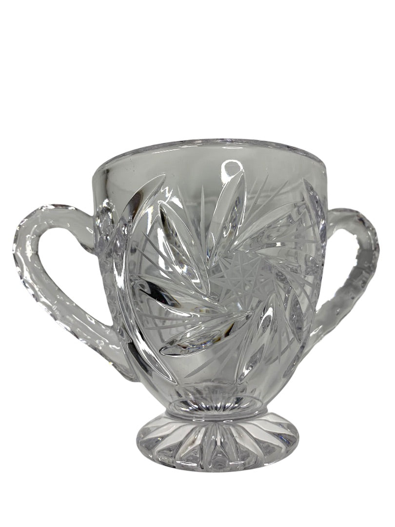 Vintage Clear Cut Pinwheel Crystal Footed Creamer and Sugar Bowl Set