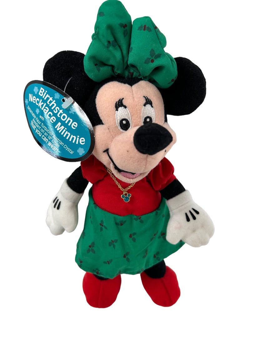 December Faux Birthstone Necklace 10" Minnie Stuffed Plush with 18" Chain and Crystal