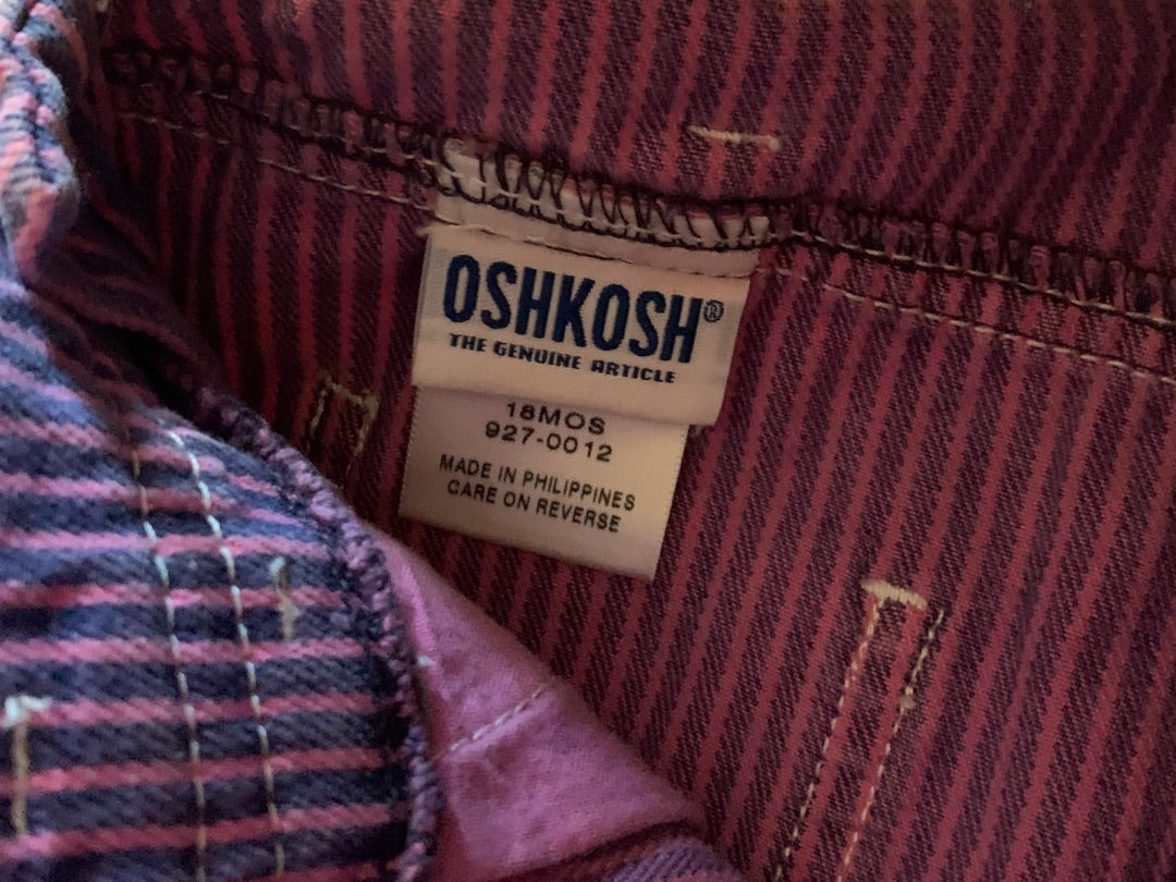 18 Months OshKosh B'Gosh Striped Denim Jumper Pink Purple The Genuine Article