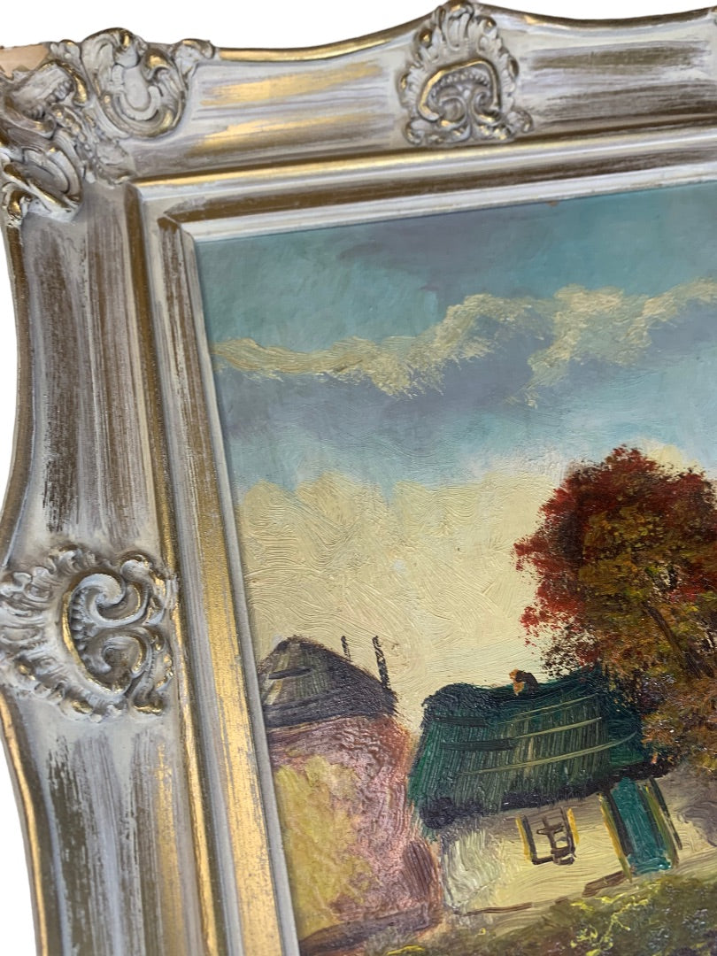 H. Wester Signed Oil on Board Framed Painting Holland Dutch Ornate Wood Frame
