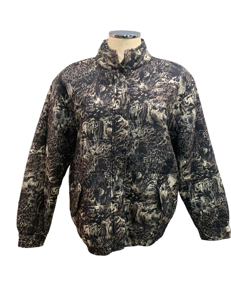 Medium Anna and Frank Women's Silk Vintage 1980s Animal Print Full Zip Jacket