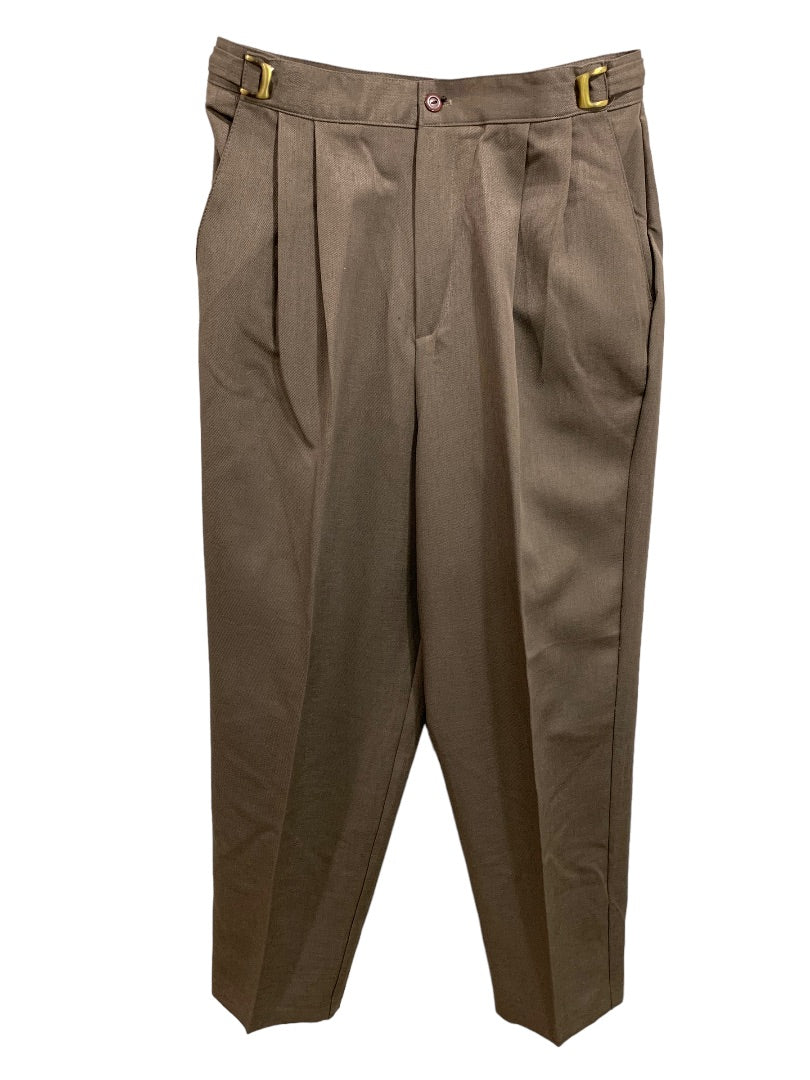 Size 10P Casual Corner Petites Brown Adjustable Waist Dress Pants 1990s Vintage