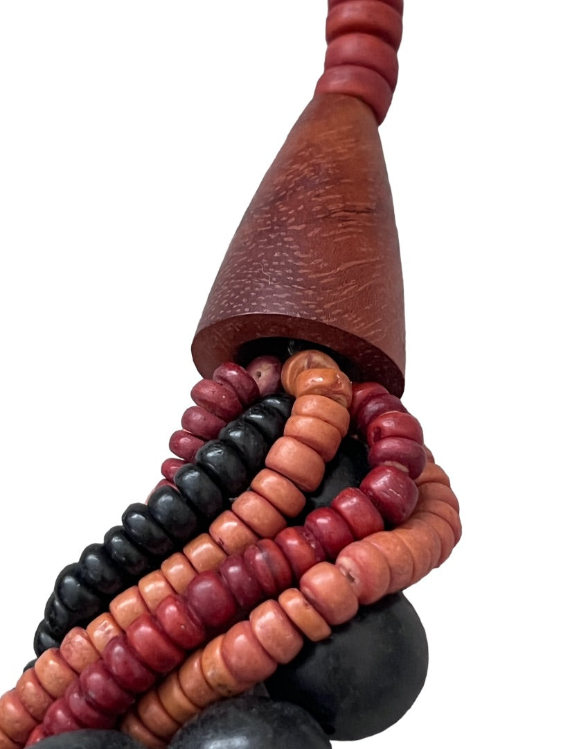 Wooden Beaded Necklace Twisted Multi-Bead Brown Black African Inspired