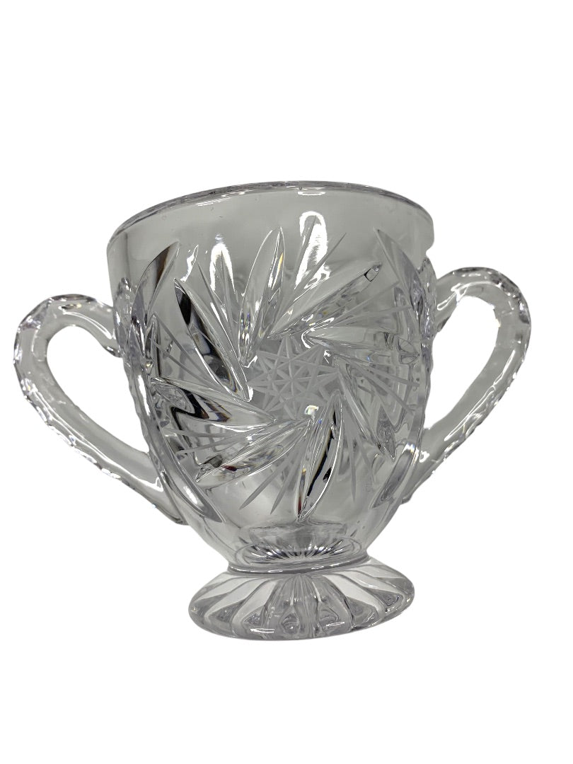 Vintage Clear Cut Pinwheel Crystal Footed Creamer and Sugar Bowl Set