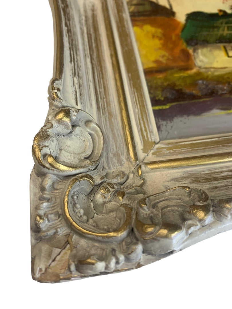 H. Wester Signed Oil on Board Framed Painting Holland Dutch Ornate Wood Frame
