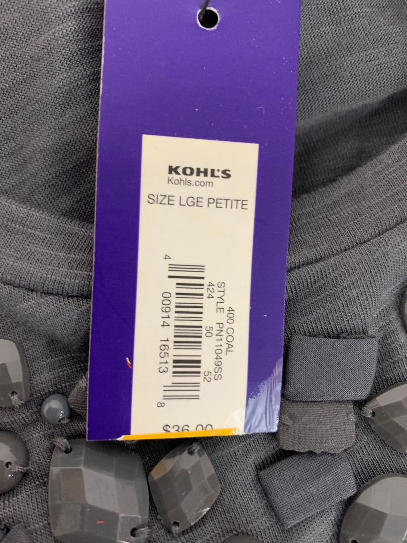 Large Petite Apt 9 Women's New Short Sleeve Tshirt Embellished Gray