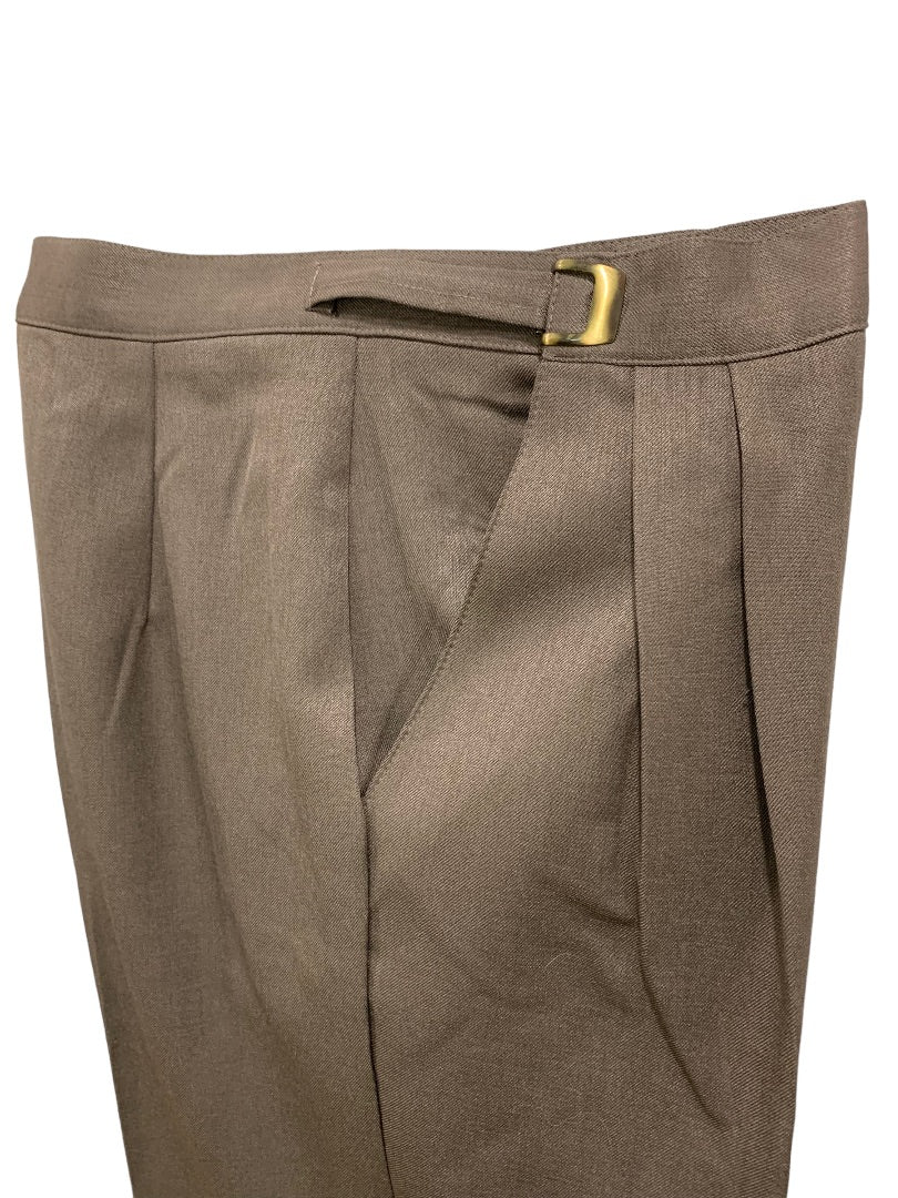 Size 10P Casual Corner Petites Brown Adjustable Waist Dress Pants 1990s Vintage