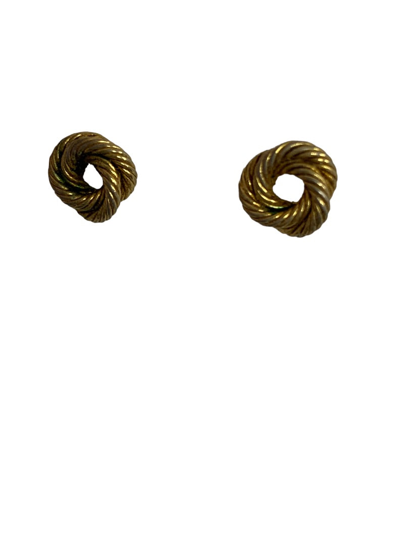 Vintage Swirl Knot Goldtone Earrings Post Pierced .2 Inch Diameter