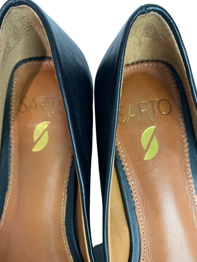Size 5.5 Sarto Women's A-Tracy Black Leather Square Toe Shoes