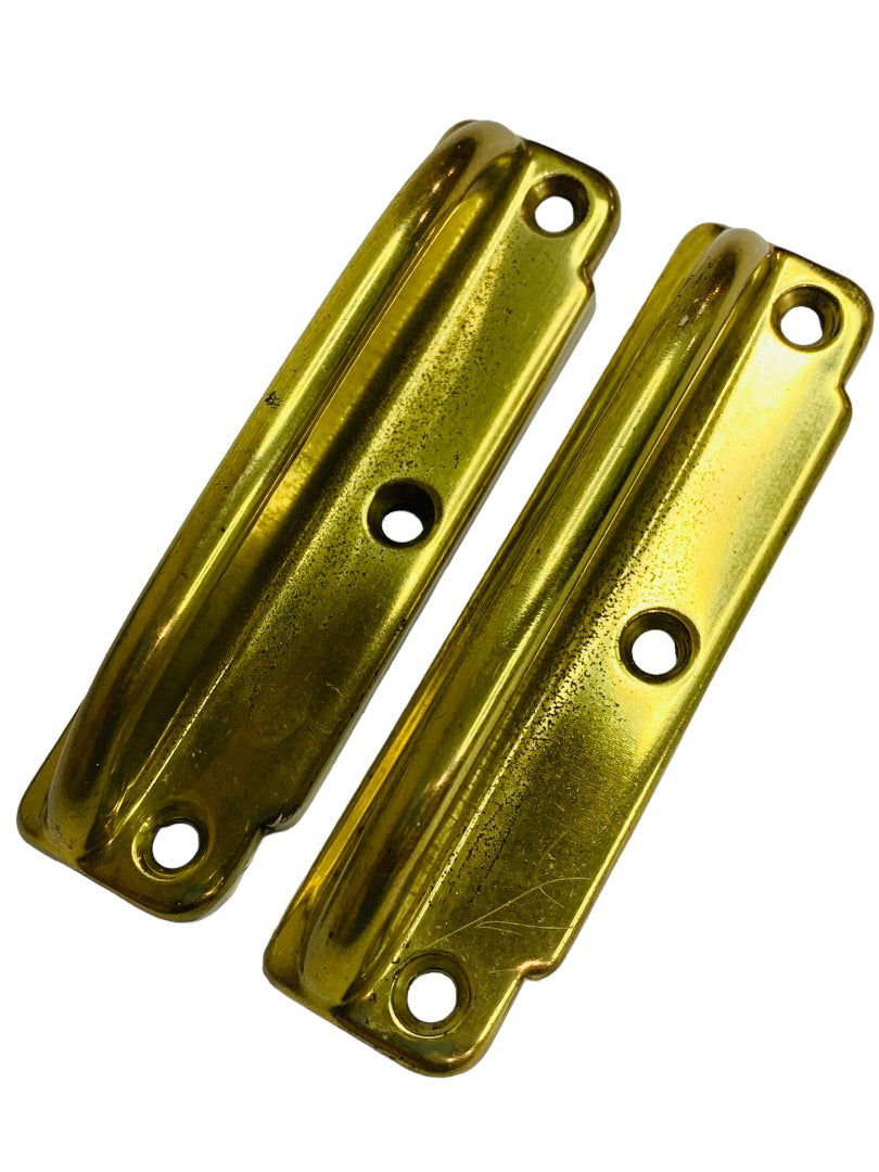 Set of 2 Window Sash Pull Lift Bright Brass Color 3 1/2" Center to Center 4" Length