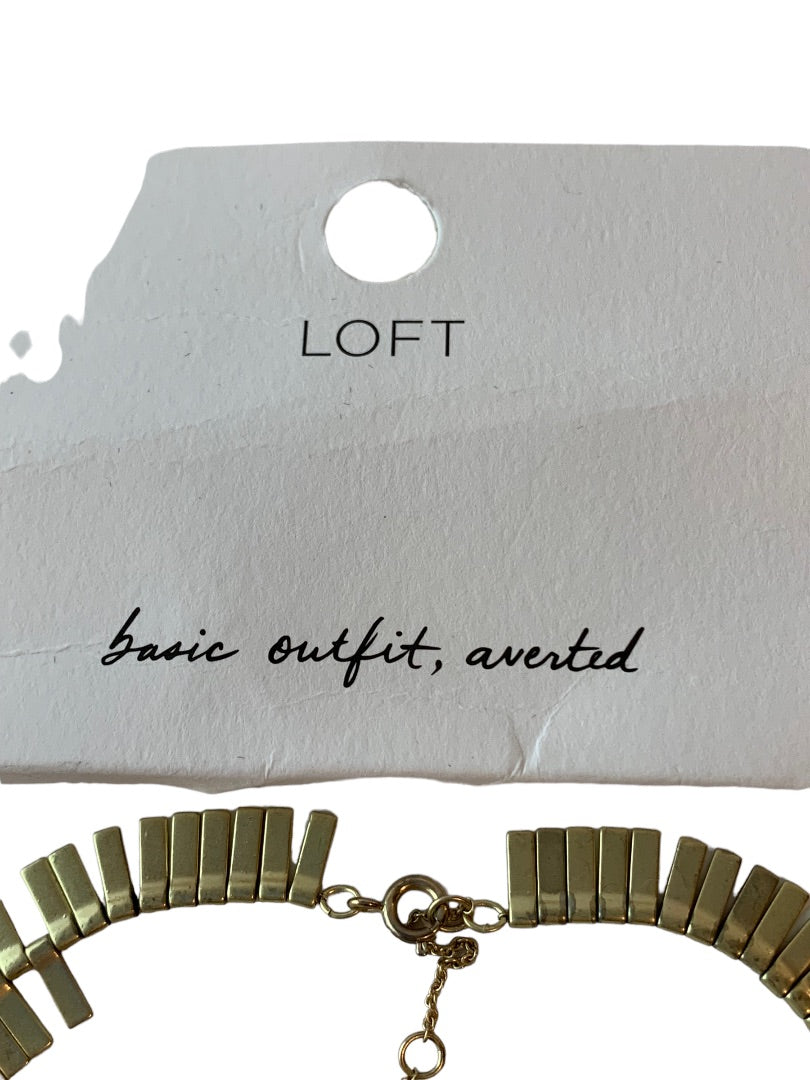 LOFT 19" Statement Necklace Articulated Goldtone Wave New