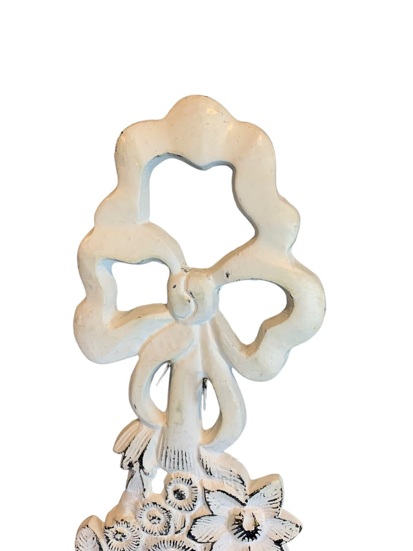 Shabby Chic White Cast Metal Candle Wall Sconces Distressed White Pair 18"h