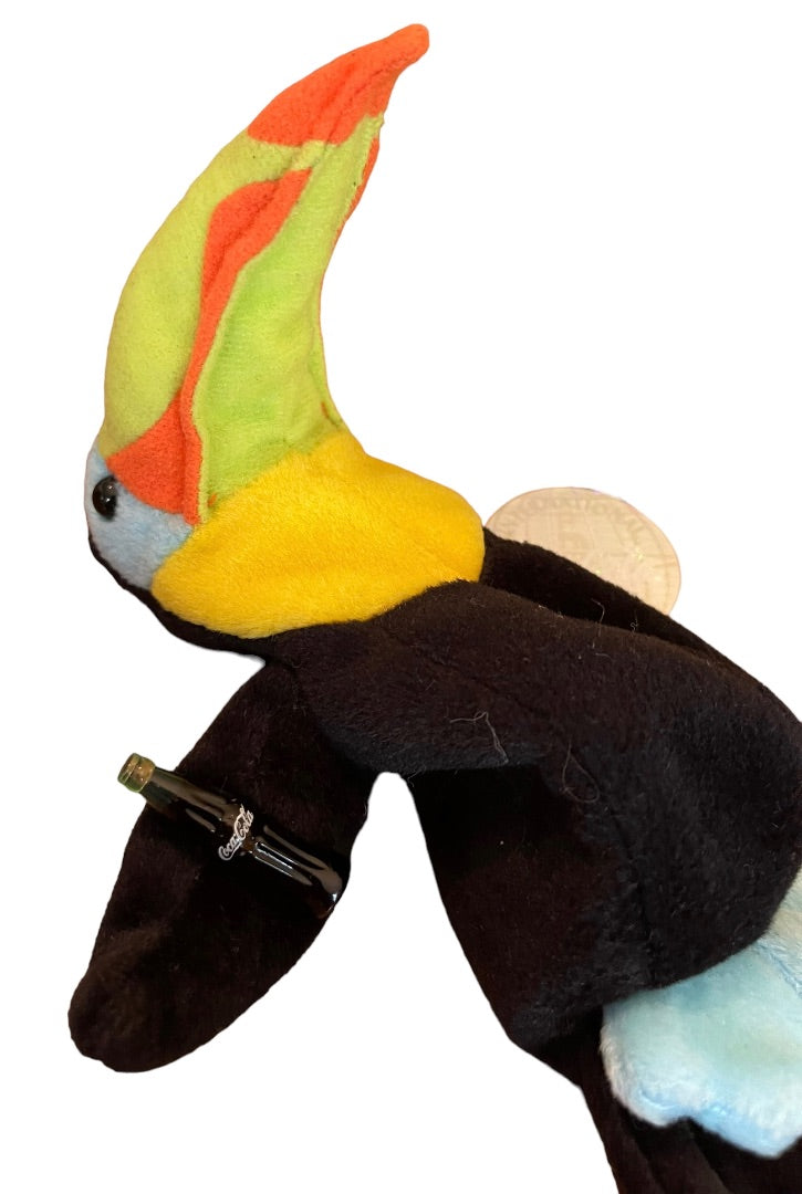 Coca Cola International Beanie 7.5" Plush Toolu the Toucan Honduras Bottle of Coke 1999