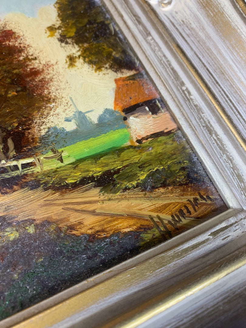 H. Wester Signed Oil on Board Framed Painting Holland Dutch Ornate Wood Frame