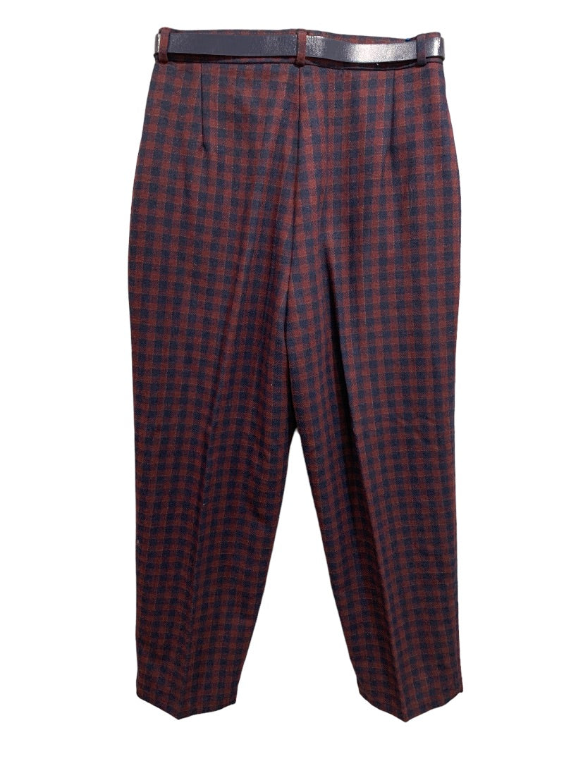 Size 12 Zac Ltd for Her Plaid Wool Dress Pants Lined 1980s Vintage
