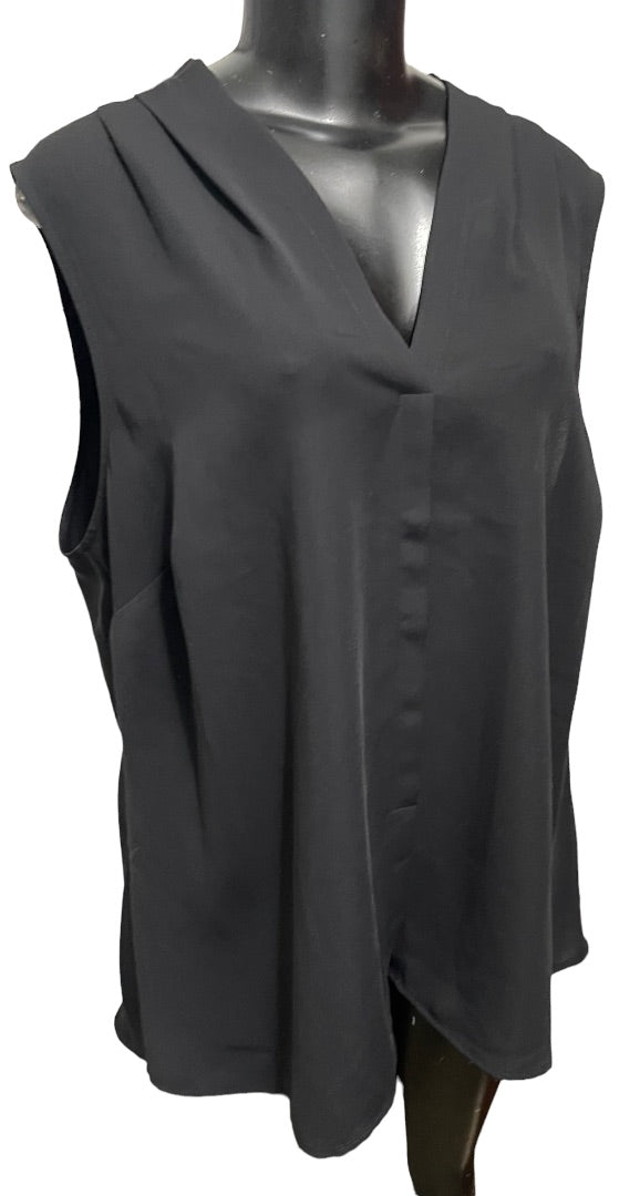 1X Nic + Zoe Sleeveless Black Onyx Womens Popover Blouse New Split Neck