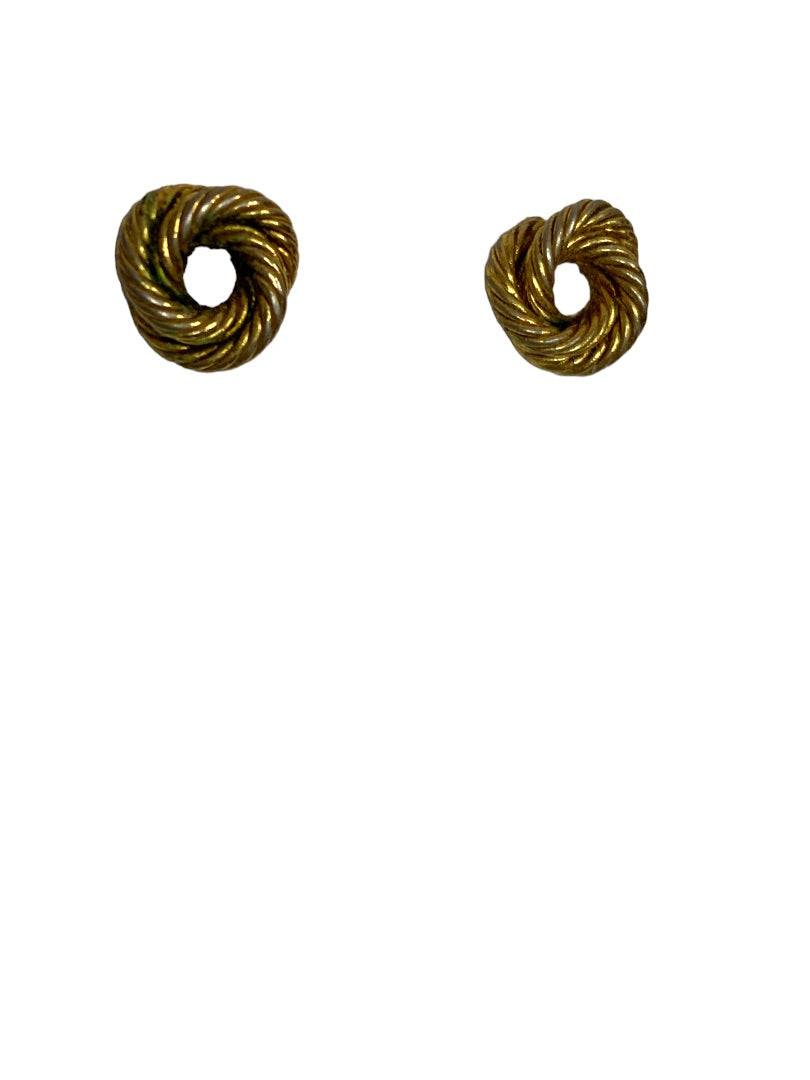 Vintage Swirl Knot Goldtone Earrings Post Pierced .2 Inch Diameter