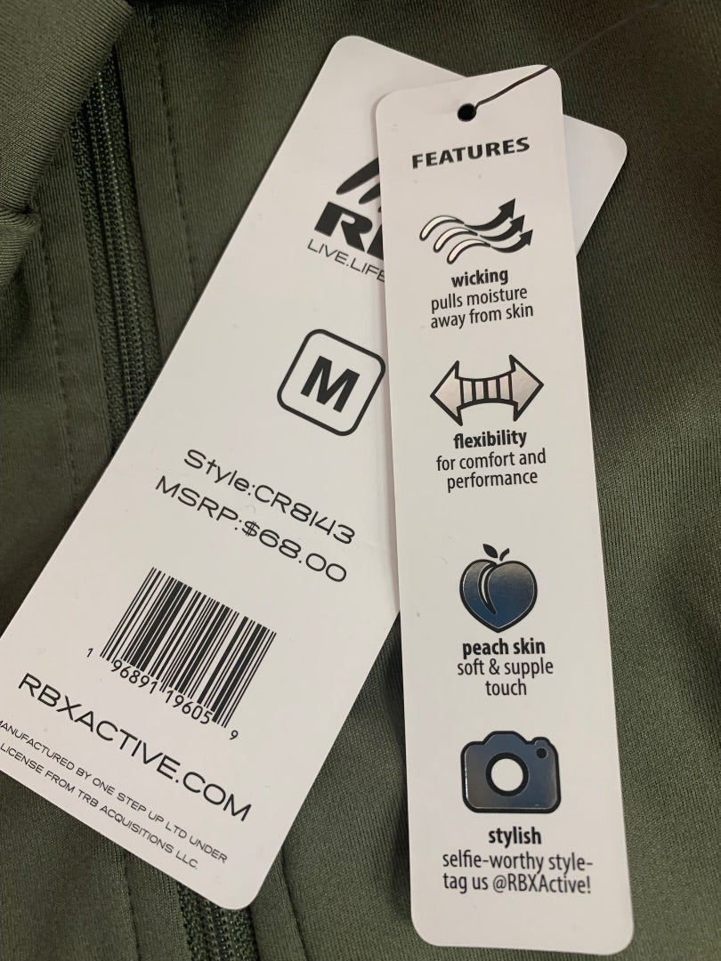 Medium RBX Women's New Olive Green Full Zip Activewear Jacket