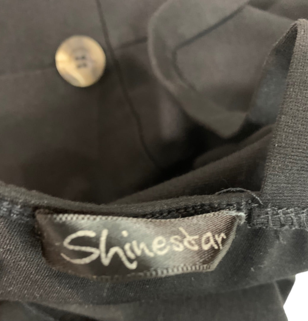 Medium Shinestar Women's Black Fitted Stretch Dress Sleeveless Button Detail