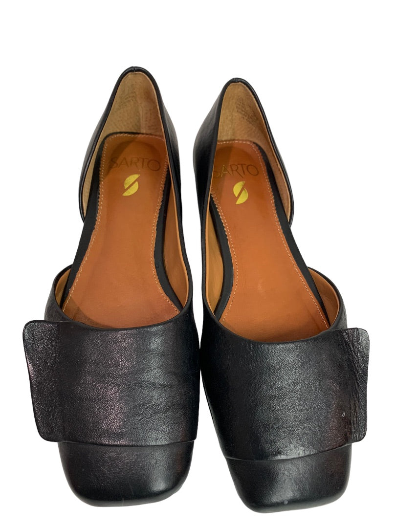 Size 5.5 Sarto Women's A-Tracy Black Leather Square Toe Shoes