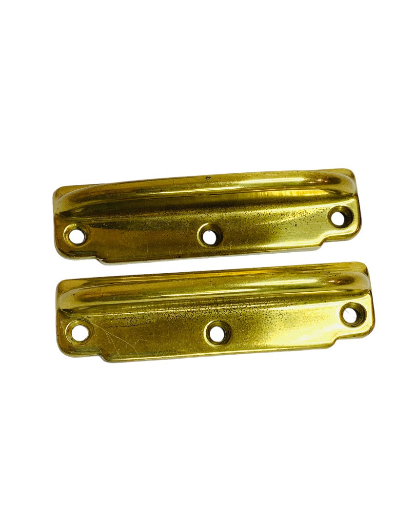 Set of 2 Window Sash Pull Lift Bright Brass Color 3 1/2" Center to Center 4" Length