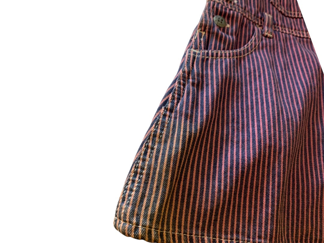 18 Months OshKosh B'Gosh Striped Denim Jumper Pink Purple The Genuine Article