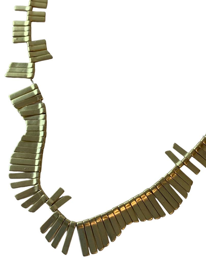 LOFT 19" Statement Necklace Articulated Goldtone Wave New