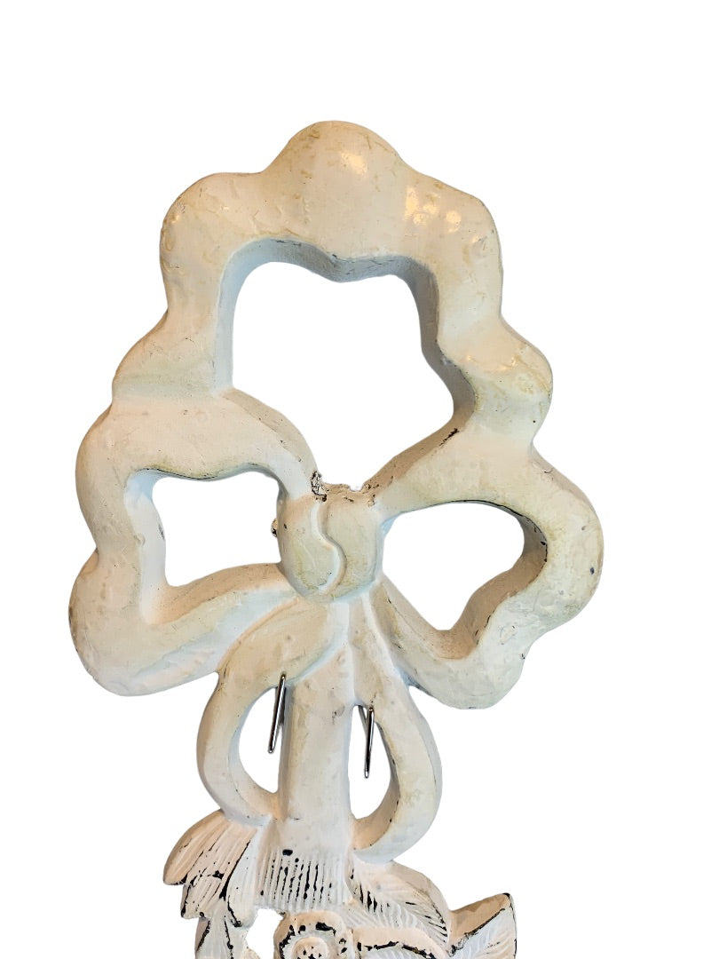 Shabby Chic White Cast Metal Candle Wall Sconces Distressed White Pair 18"h
