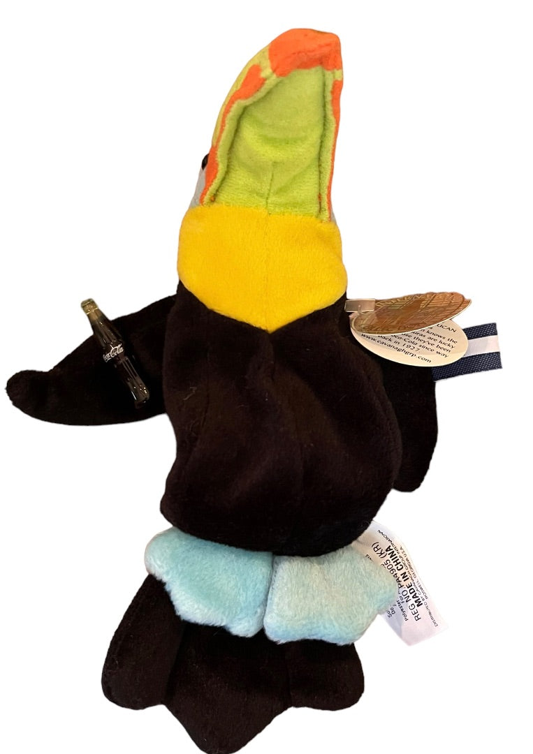 Coca Cola International Beanie 7.5" Plush Toolu the Toucan Honduras Bottle of Coke 1999