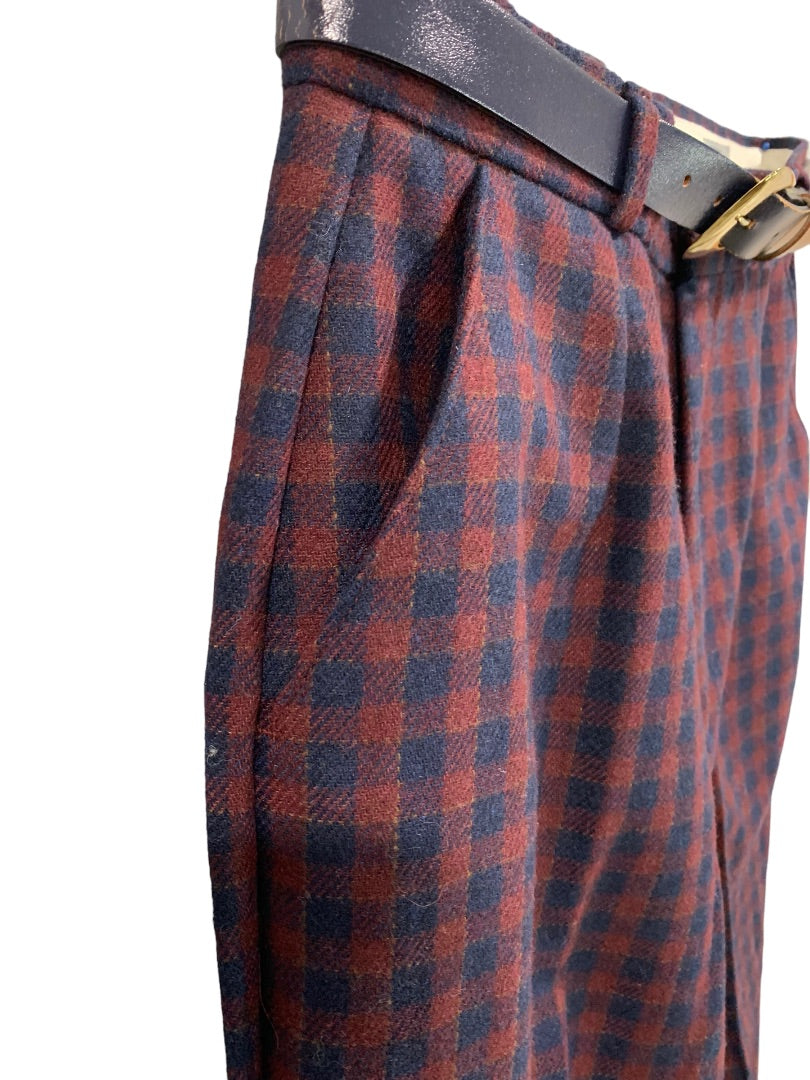 Size 12 Zac Ltd for Her Plaid Wool Dress Pants Lined 1980s Vintage