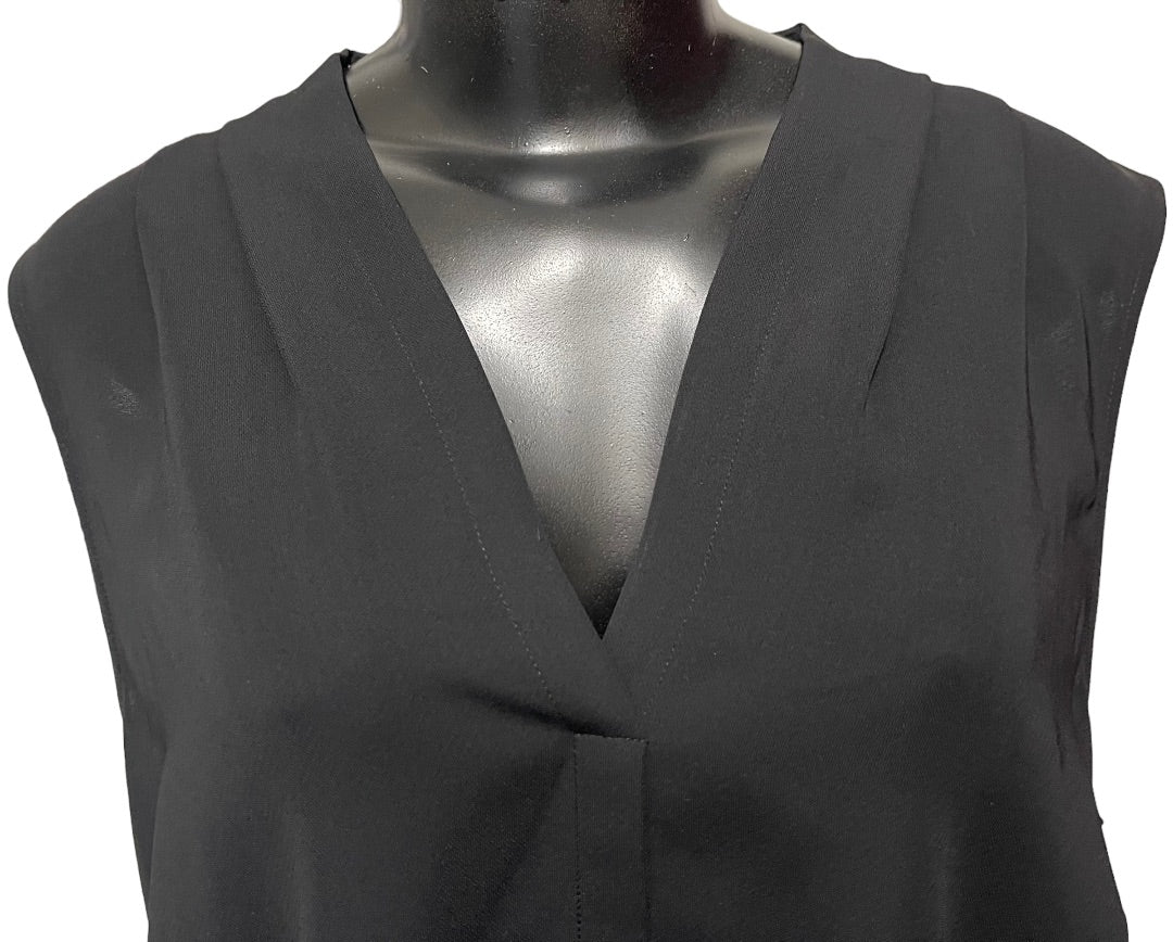1X Nic + Zoe Sleeveless Black Onyx Womens Popover Blouse New Split Neck