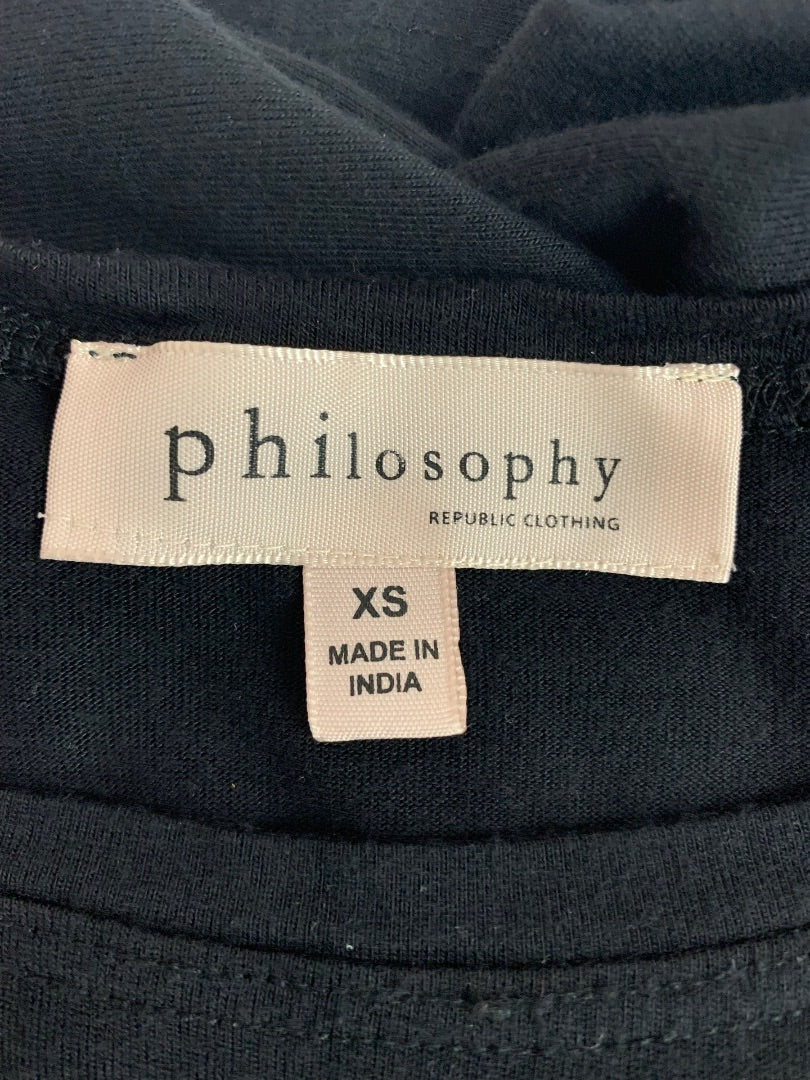 XS Philosophy women's Black Skirted Short Sleeve Tshirt