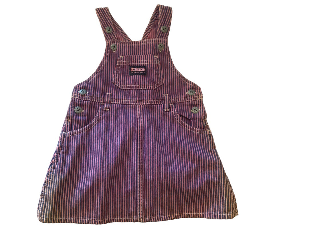 18 Months OshKosh B'Gosh Striped Denim Jumper Pink Purple The Genuine Article