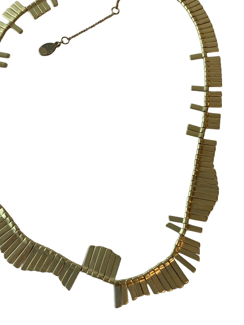 LOFT 19" Statement Necklace Articulated Goldtone Wave New