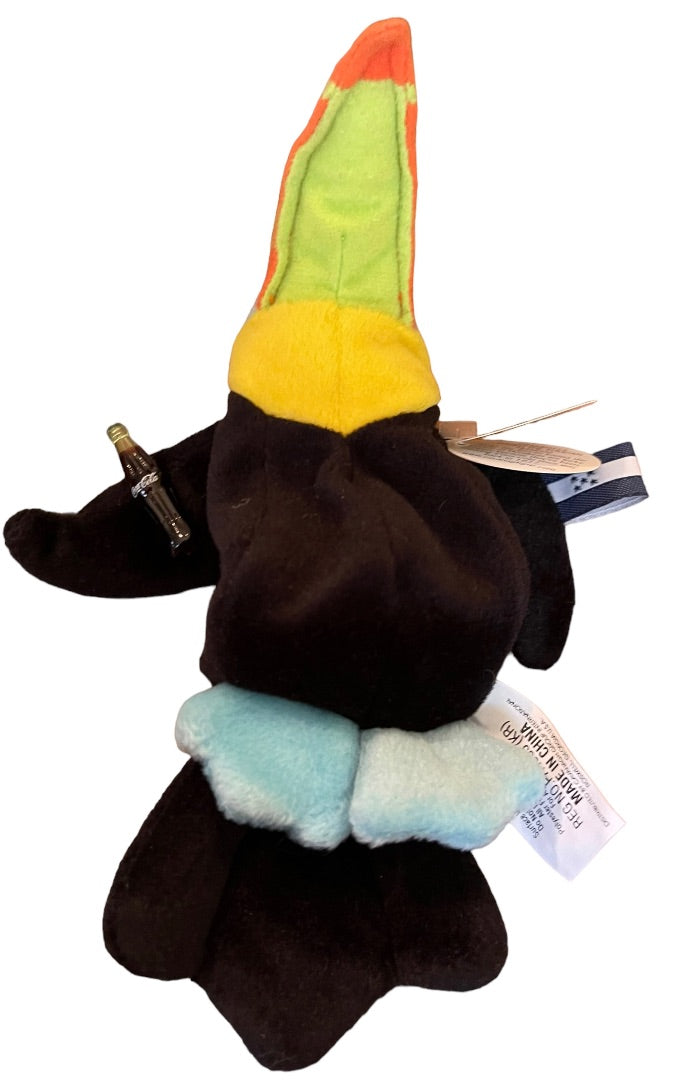 Coca Cola International Beanie 7.5" Plush Toolu the Toucan Honduras Bottle of Coke 1999