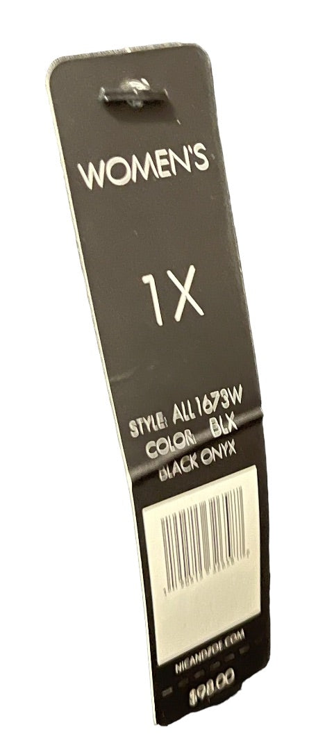 1X Nic + Zoe Sleeveless Black Onyx Womens Popover Blouse New Split Neck