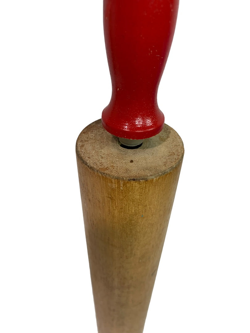 Wooden 18" Rolling Pin Red Handles Farmhouse Décor Shabby Chic Cabin 10" Roller
