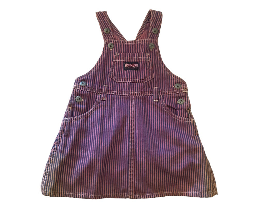 18 Months OshKosh B'Gosh Striped Denim Jumper Pink Purple The Genuine Article