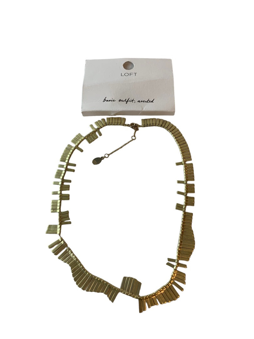 LOFT 19" Statement Necklace Articulated Goldtone Wave New