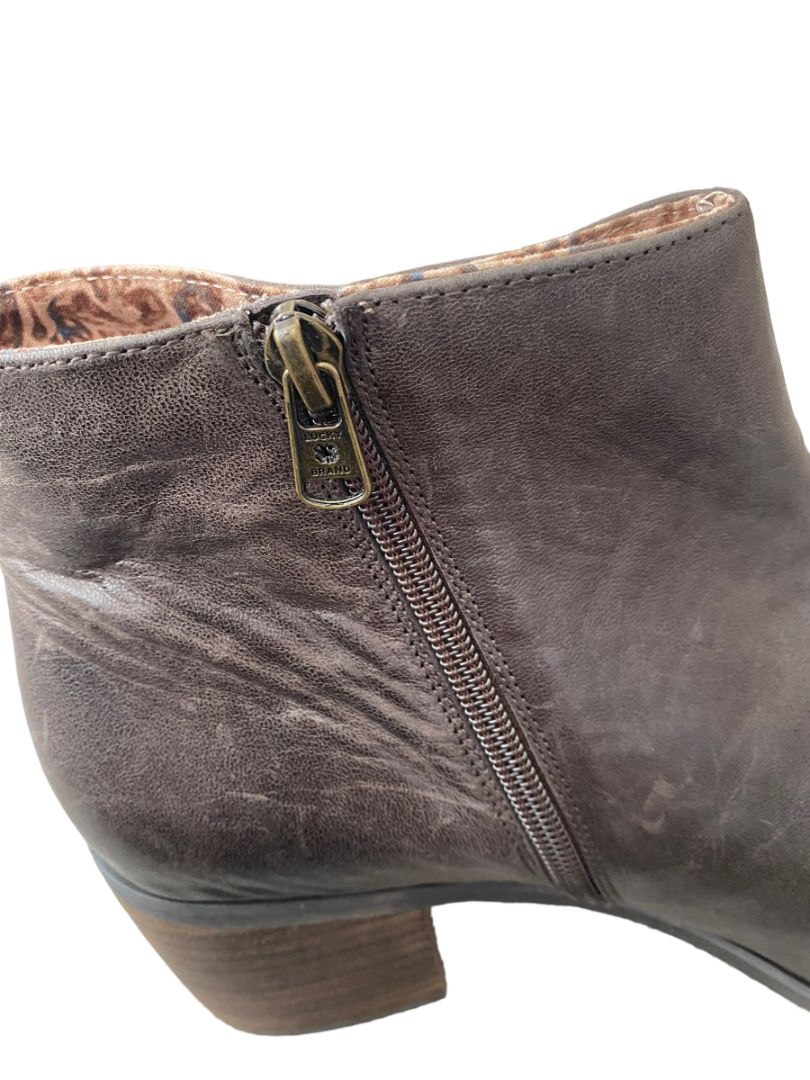 10 Lucky Brand Malvelia Brown Block Heel Booties Ankle Boots
