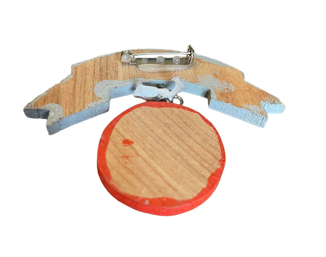 I Love Basketball Hand Painted Pin Wooden Pin Pendant