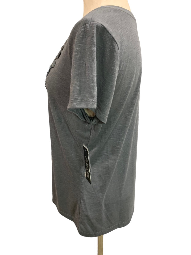 Large Petite Apt 9 Women's New Short Sleeve Tshirt Embellished Gray