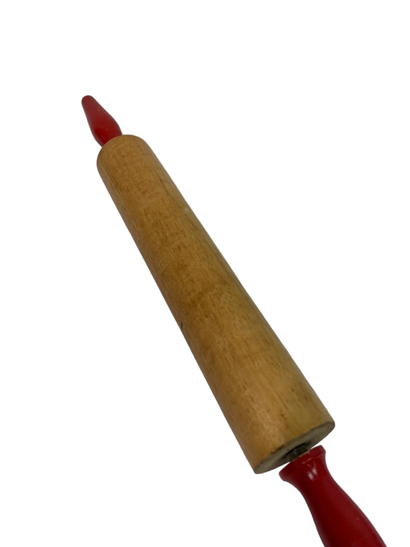 Wooden 18" Rolling Pin Red Handles Farmhouse Décor Shabby Chic Cabin 10" Roller