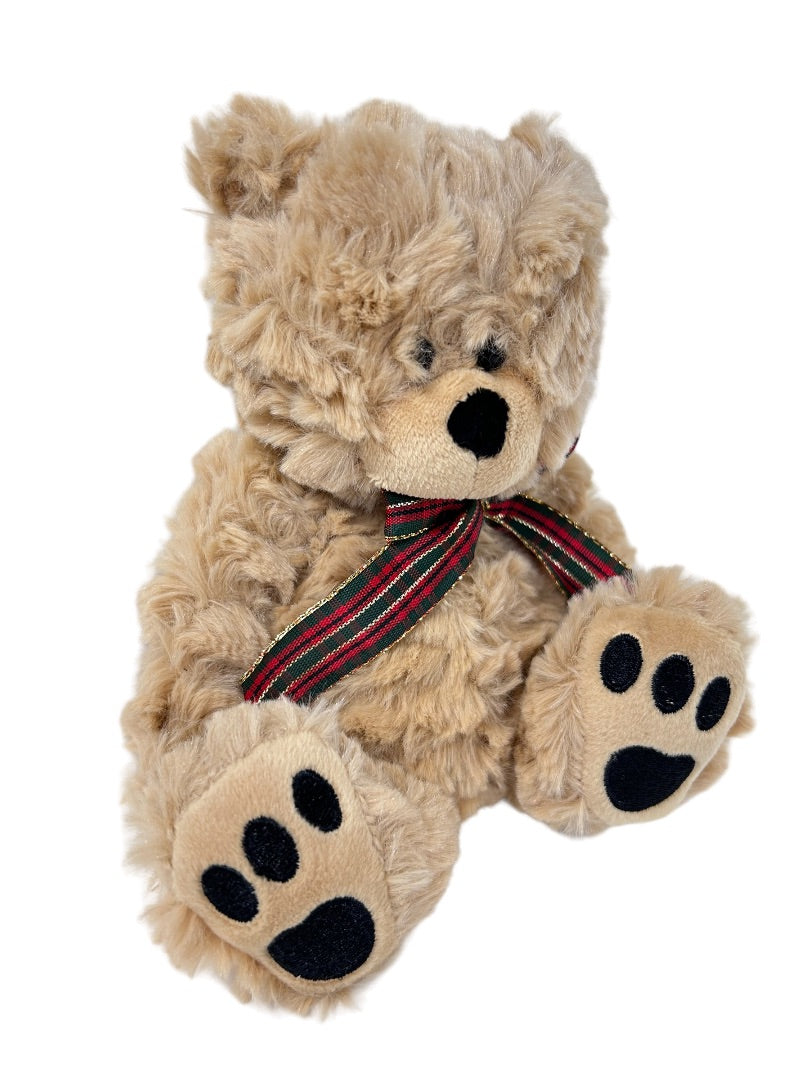 Ganz Tan Teddy Bear Plush 7" h Holiday Plaid Bow Stuffed Animal