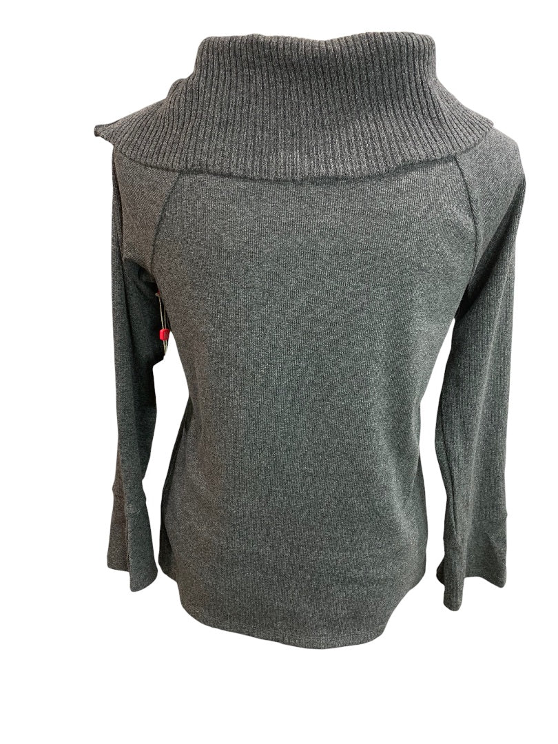 Small Petite Rafaella Charcoal Tweed Heather Pullover New Women's Sweater